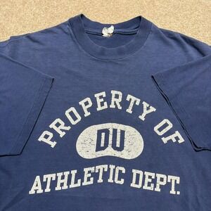Vtg 80s Duke Athletic Dept Shirt Mens XL Blue Property Of DU College Basketball